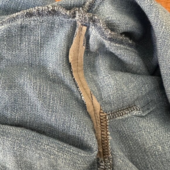 We The Free Embroidered Daisy Wide Leg High Rise Pants Cotton Flat Front Blue Sz - Picture 12 of 14